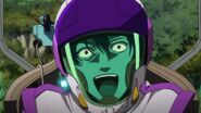 Tatsu, madly laughing after successfully luring Kenta Sakazaki into close-range.
