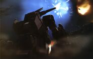 A Loto unleashing an artillery barrage (Gundam Perfect File)