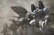 A trio of Gasshias guarding a Dabude land battleship (left) as seen on Gihren's Greed: Menace of Axis V