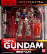 MSiA / MIA "RX-78-2 Gundam (Second Version)" (Asian re-issue with MS data card; 2004): package front view.