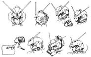 Head designs, cockpit hatch (top right), and control Stick (bottom left)