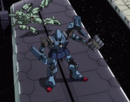 Prepares to use Chain Mine (Gundam UC)