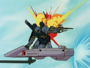 EFF's Hizack with Zaku Machine Gun Kai and hit in the back