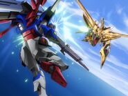 Firing Type 72D5 "Hyakurai" Beam Rifle at Destiny Gundam (Freedom and Justice, Original)