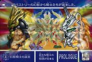 The prologue card of Phantom Beast Knight Over Time depicting the birth of Knight Unicorn Gundam and Black Knight Banshee