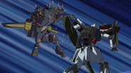 Launcher Strike Gundam Elbowing a BuCUE 01 (Seed HD Ep16)