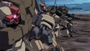 Zeon Remnant's unit with hand grenades (Episode 4: At the Bottom of the Gravity Well)