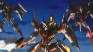 Close up of Team Trinity's Gundam Thrones