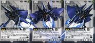 As featured in Gundam War card game, from left: Ramsus Hasa unit, Yazan Gable unit, and Dunkel Cooper unit