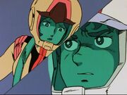 Sayla and Amuro talk during battle.