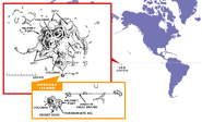 Map of Orb mainland of Yalafath as well as Kaguya Mass Driver.