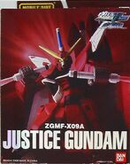 Extended Mobile Suit in Action (ExMSiA / EMIA) "ZGMF-X09A Justice Gundam" (2006): package front view.