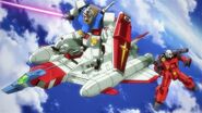 Core Booster with Gundam and Guncannon as featured in Gundam Build Fighters Try TV series