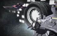 An Alexandria-class (left) guarding the Gryps colony laser (Gihren's Greed: Menace of Axis V)