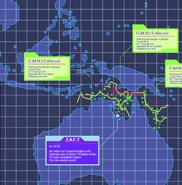 The map shows the status of the military conflict between the Earth Alliance forces and ZAFT forces on Earth