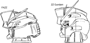 FAZZ's head and ZZ Gundam's head (Lineart)