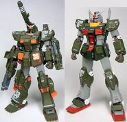 GFF #0036 "FA-78-1 Full Armor Gundam [Frame Model]" figure (2007): product sample (left) with parts convertible to "RX-78-2 Gundam Real Type 'Ver. Ka'" figure (right)