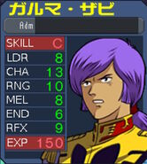 Garma's Turn 1 stats as the leader of New Zeon