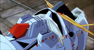 ν Gundam: head close up with covered optical sensors