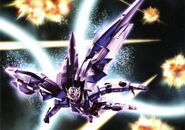 The 00 Raiser in battle (Gundam Perfect File)