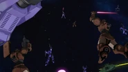 With Beam Saber in hand (left)
