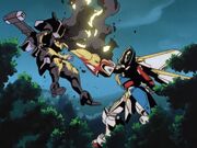 Wing Gundam destroys the last Aires.