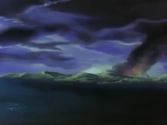 A view from afar of the aftermath of the colony drop.