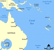 Locations of the Battle of Coral Sea