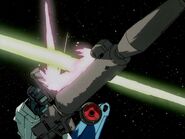 Beam Rifle's Jutte blocking RX-78GP02A Gundam "Physalis" beam saber (2)