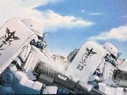 A pair of Zaku II FZs (Side 3 Capital Defense Division Colors) with distinctive shield markings