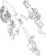 Virgo II shoulder thruster pod, beam saber, beam rifle and mega beam cannon