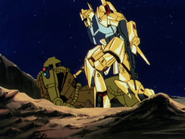 E.F.F.'s Zaku Reconnaisance Type stabbed by MSN-00100 Hyaku Shiki