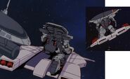 Axis Zeon's EWAC Zack riding on Dodai Kai (Gundam ZZ)