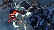 Right arm sliced off by Zee Zulu (Gundam Unicorn OVA Ep 04)