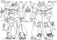 Sketches of the MS-14U Gelgoog (Outer Space Type)