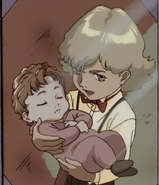 Photograph of a young Milliardo holding an infant Relena.