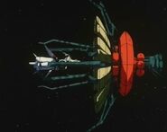 E.F.F.'s Albion carrer docks with La Vie en Rose (from Gundam 0083 OVA)