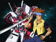 With its pilot, Lowe Guele (Mobile Suit Gundam SEED: Never Ending Tomorrow)