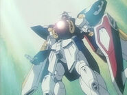 Wing transformed into MS mode with its beam saber in hand