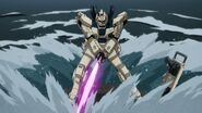 Gundam Ez8 activates a beam saber (Battle in Three Dimensions)