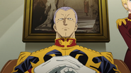 Gihren takes his seat at the private meeting with Kycilia and Admiral Chapman