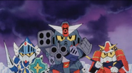 The three titular heroes of Musha Knight Command SD Gundam Scramble