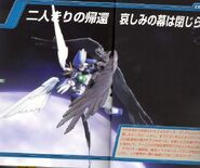 Gundam Seraphim and Gundam Lucifer falling to Earth.