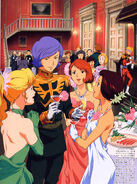 Garma attending a party with Char in the background.