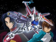 El Strike, con Kira y Athrun de fondo.