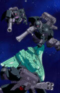 Black Tri-Stars' Zaku IIs captures EFF's General Revil as seen on Mobile Suit Gundam Gihren’s Greed