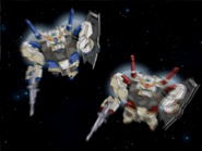Gundam G04 (left) and Gundam G05 in action