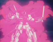 ZZ Gundam being powered up by the Bio-Sensor