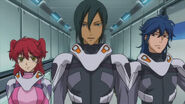 Team Trinity in pilot suits