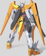 Fan art CG of Gundam Arios, back view.